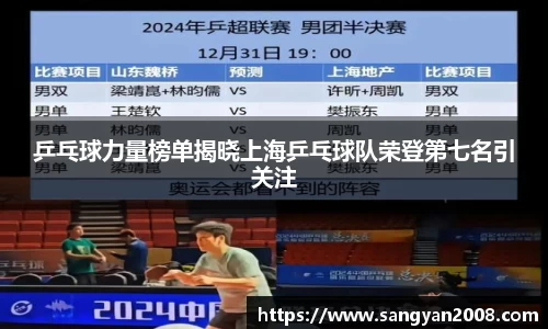乒乓球力量榜单揭晓上海乒乓球队荣登第七名引关注
